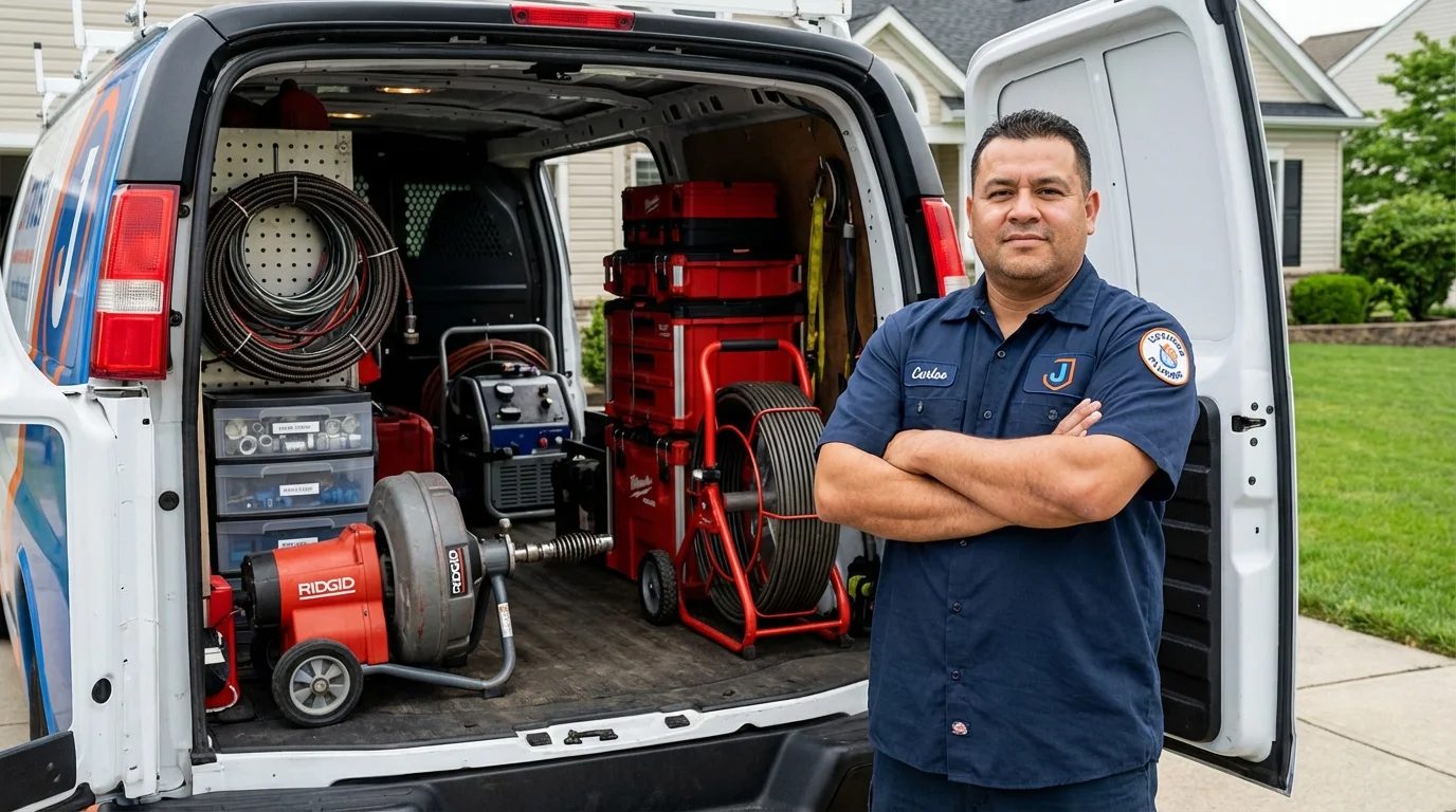 Professional drain cleaning equipment and Johns Plumbing LLC plumber in Ottawa