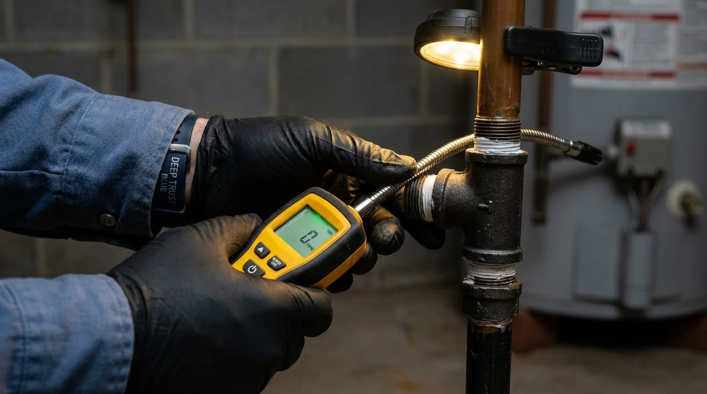 Gas leak detection with electronic sniffer by Johns Plumbing LLC in Ottawa