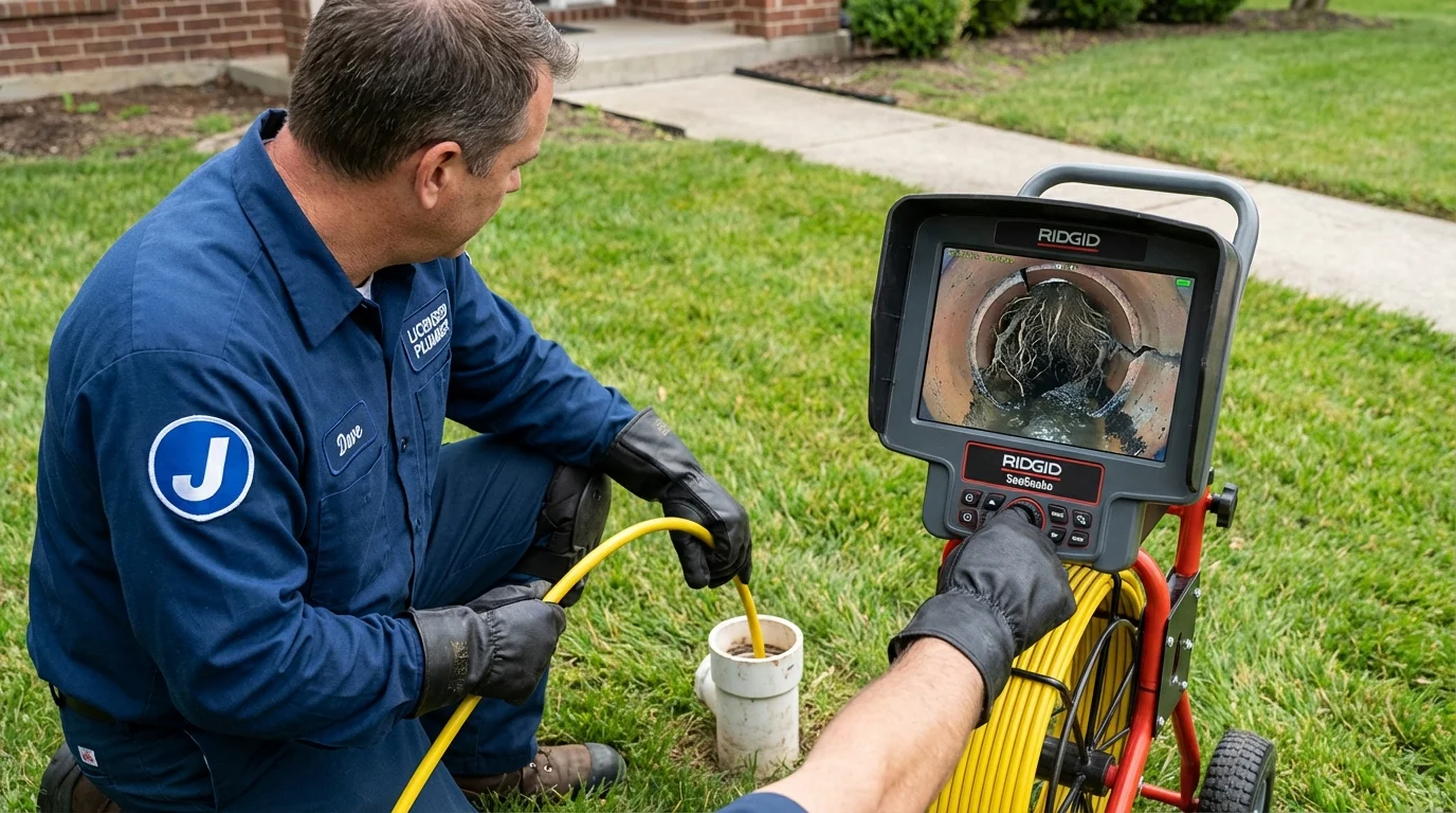 Sewer camera inspection being performed by Johns Plumbing LLC in Ottawa