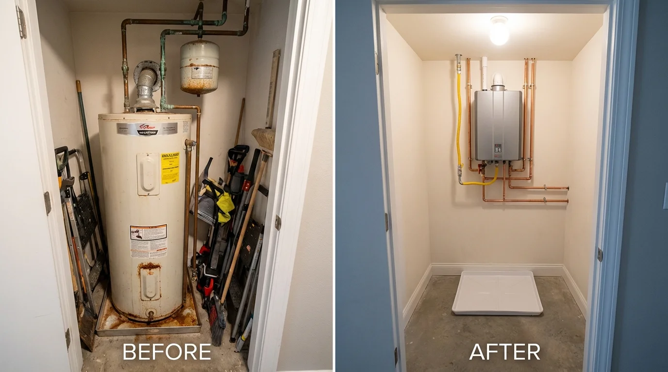 Tank water heater versus wall-mounted tankless unit comparison for Ottawa, IL homeowners